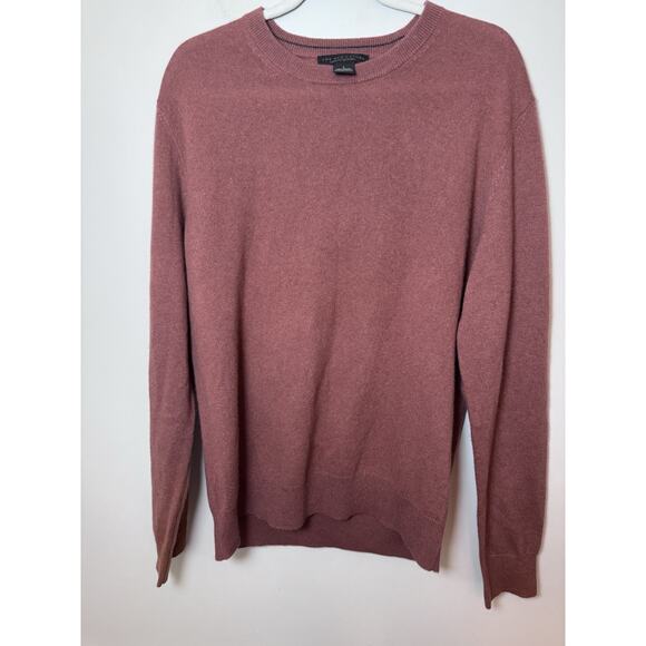 Bloomingdales Brick Orange Cashmere Crewneck Sweater Mens Size L $228 NEW - Picture 1 of 6